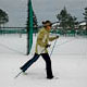 dee pretends to ski